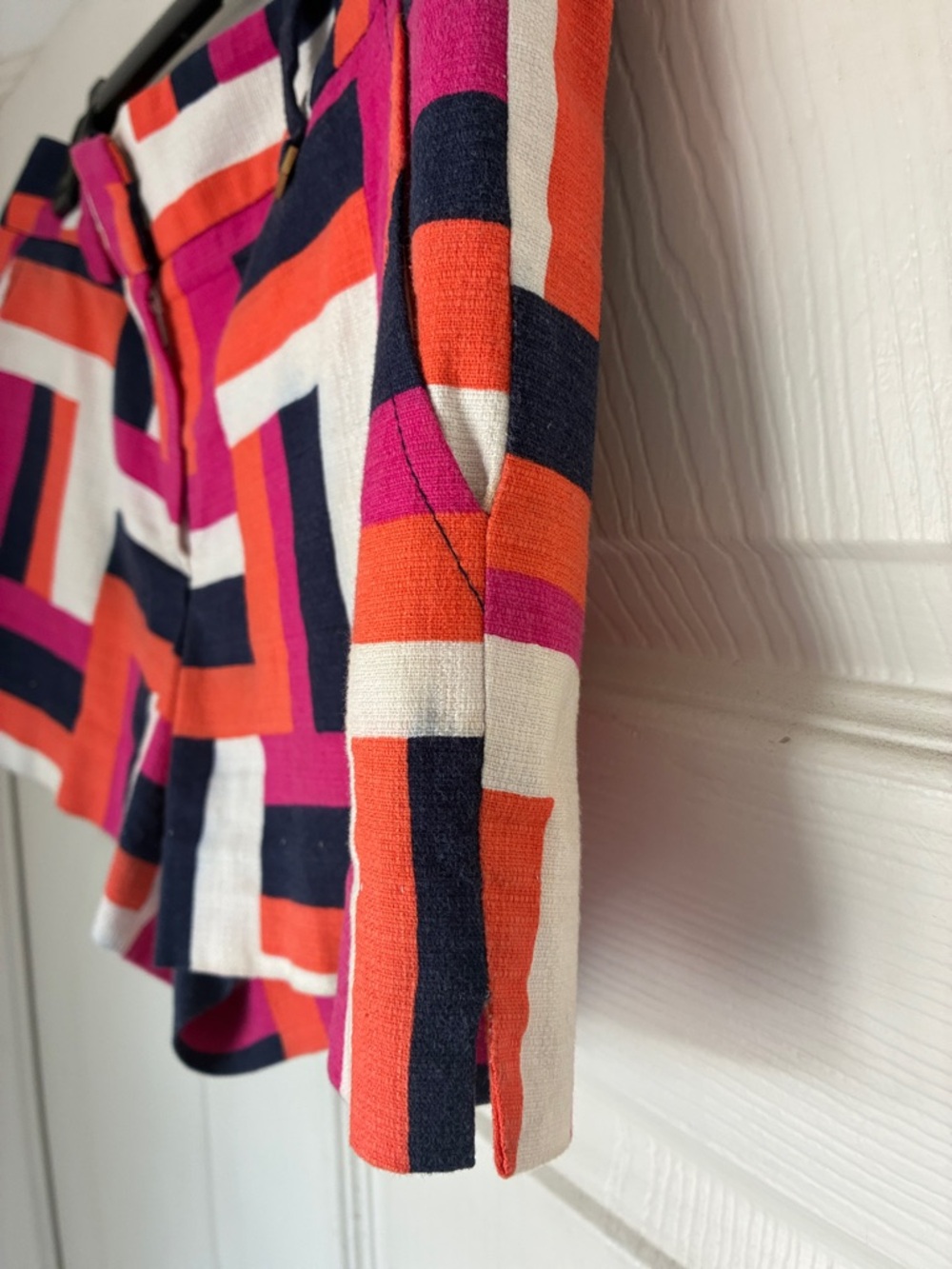 Trina Turk Geometric High-Waist Shorts in Pink, Orange & Navy - Picture 6 of 6